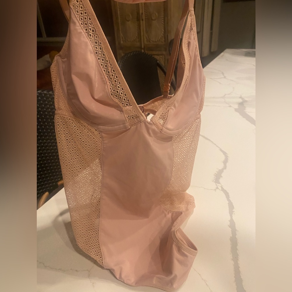 Victoria’s Secret Sexy low back bodysuit. Romantic Teddy Nude Color. Size 32B